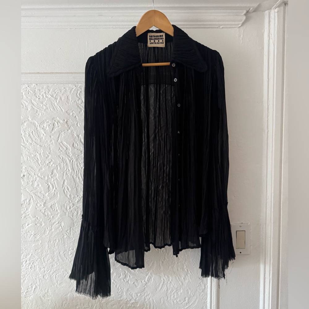 Catherine Malandrino sheer blouse top with flared sleeves